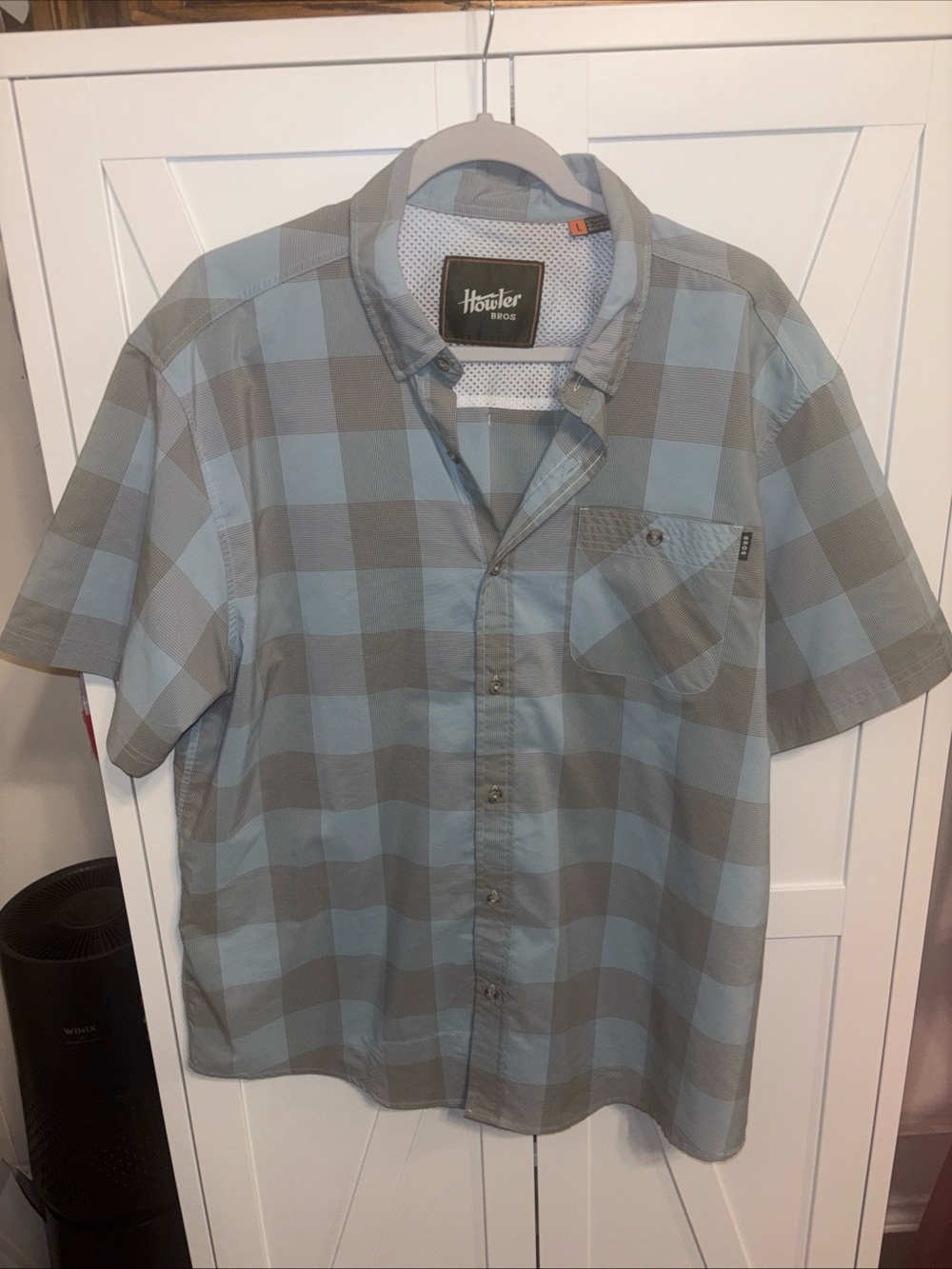 Howler Brothers Short-Sleeve Plaid Button-Down Shirt - Light Blue & Gray